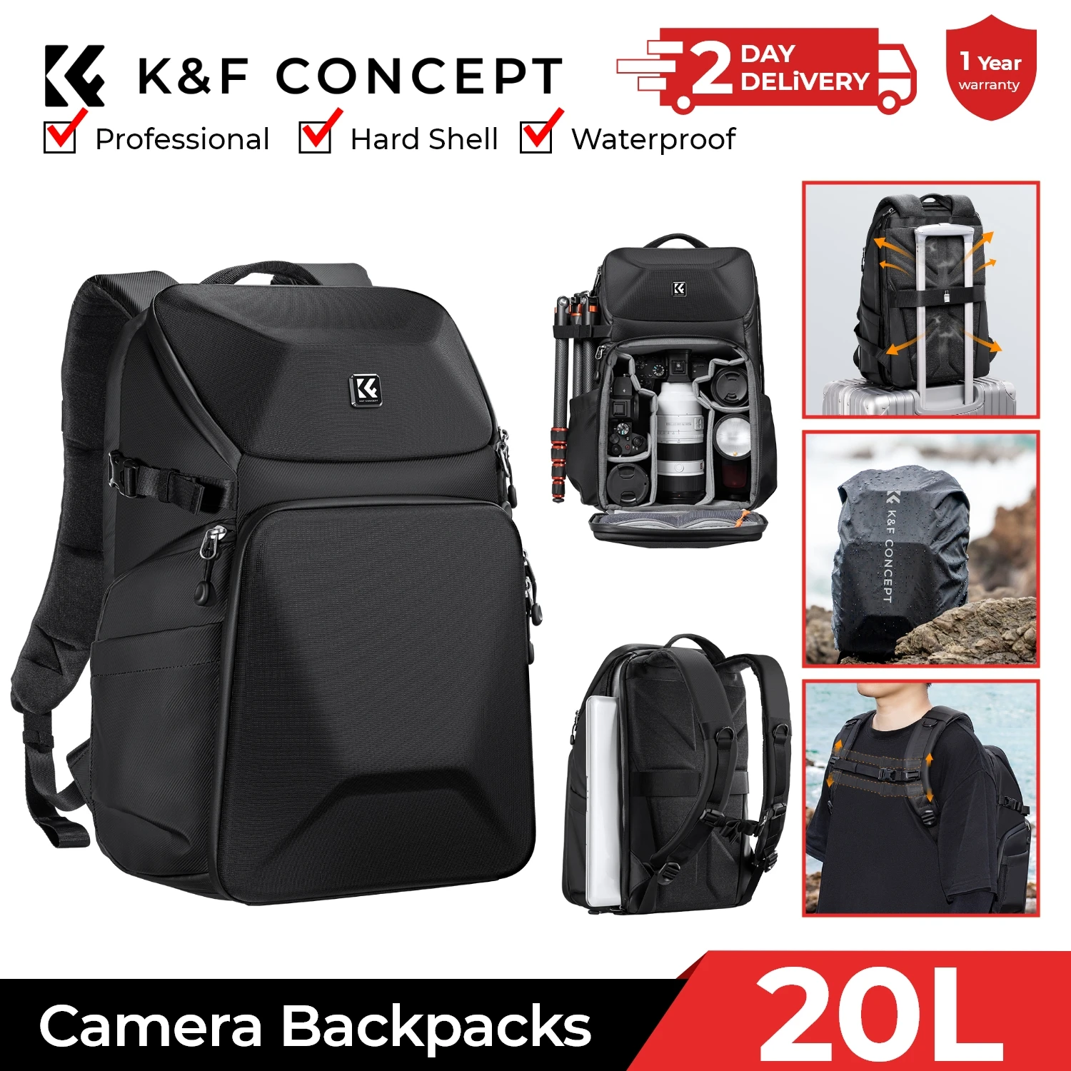 K&F CONCEPT 20L Kamera Sırt Ça - Photography Lighting Equipment Bags incelemesi ve fiyatı