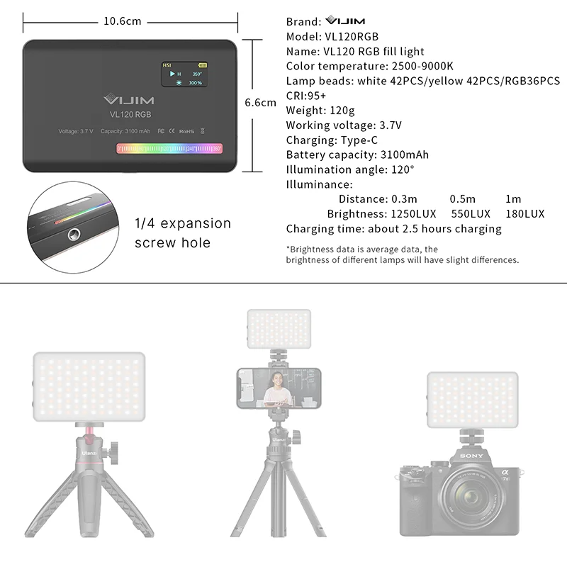2026 New120 RGB Cep Boyu Dolgu - Photography And Lighting incelemesi ve fiyatı